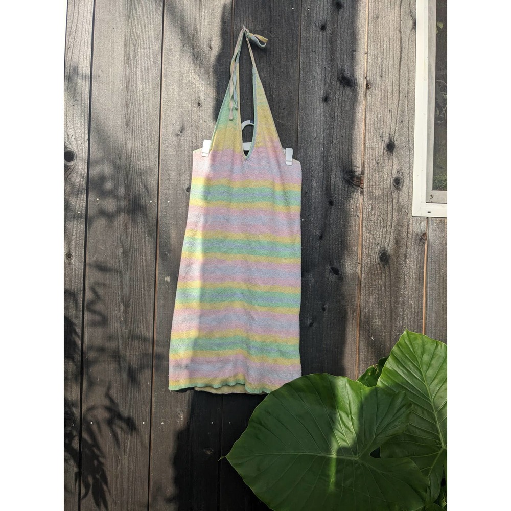 Pastel Rainbow Cotton Candy sweater halter beach dress